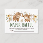 かわいいハイランドカウファーム動物ベビーおむつラッフル エンクロージャーカード (正面)