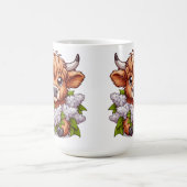 かわいいハイランドカウホールディングライラック コーヒーマグカップ (中央)