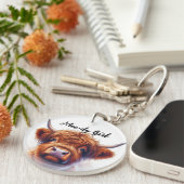 かわいいハイランドカウムーディースガール キーホルダー (正面右)