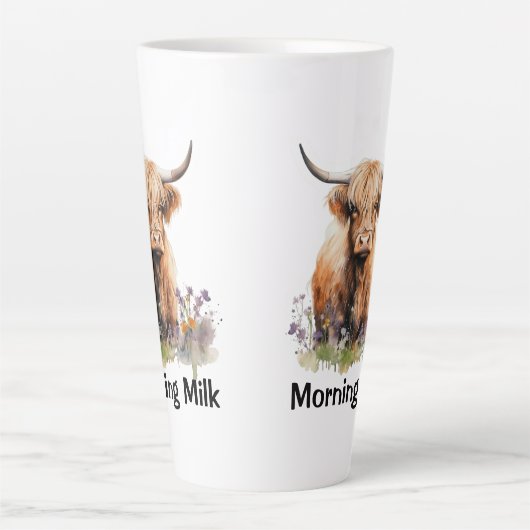 かわいいハイランドカウモーニングミルク2 パーソナライズされた カフェラテマグ (正面)