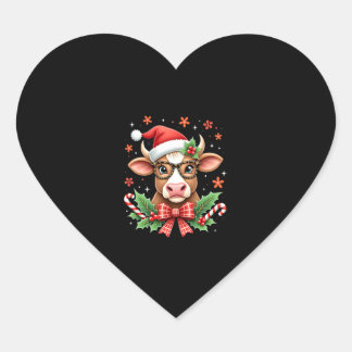 かわいいハイランドカウラバーのサンタ帽子ウエスタンクリスマス ハートシール