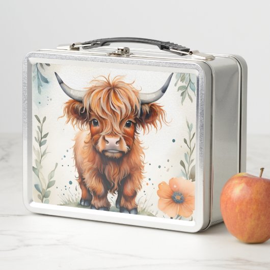 かわいいハイランドカーフアニマルファーム牛の名前キッド メタルランチボックス (インサイチュ)