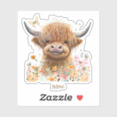 かわいいハイランドパーソナライズされた牛 シール (シート)