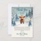 かわいいハイランドホーリーカウウィンターベイビーシャワー サンキューカード (正面)