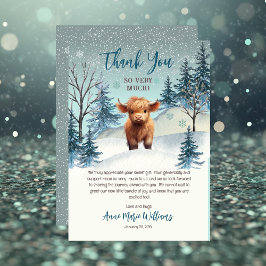 かわいいハイランドホーリーカウウィンターベイビーシャワー サンキューカード