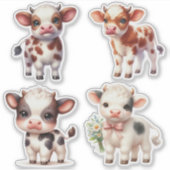かわいいハイランド仔牛 シール (正面)