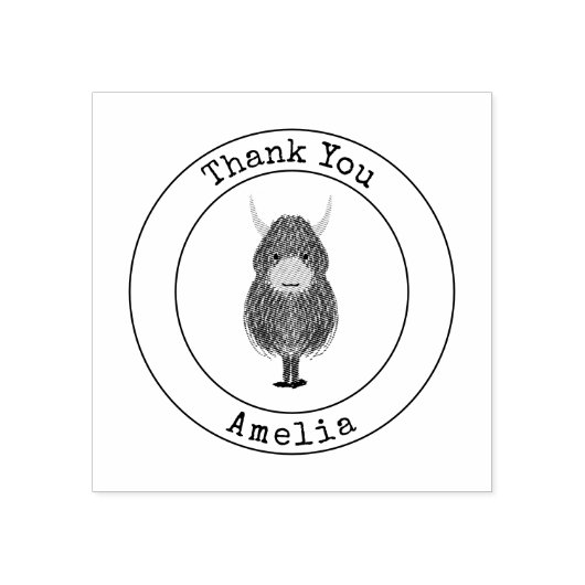 かわいいハイランド牛ありがとう ラバースタンプ (インプリント)