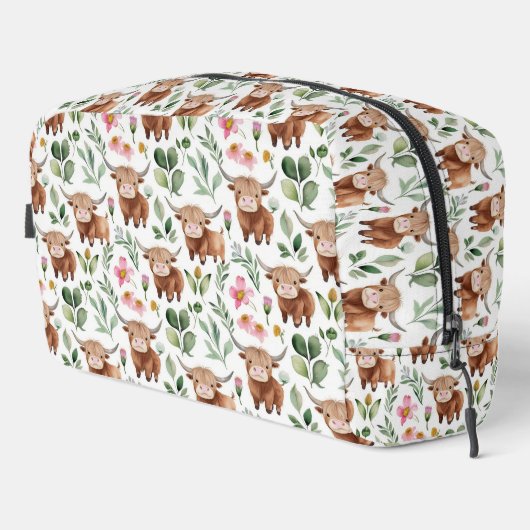 かわいいハイランド牛とピンクの花パターンフローラ ドップキット (右コーナー)