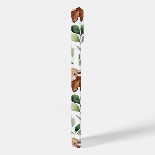 かわいいハイランド牛とピンクの花パターンフローラ Case-Mate iPhoneケース (裏面 / 右)