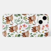 かわいいハイランド牛とピンクの花パターンフローラ Case-Mate iPhoneケース (裏面 (横))