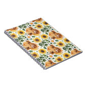 かわいいハイランド牛と黄色のひまわり花 ノートブック (右側)