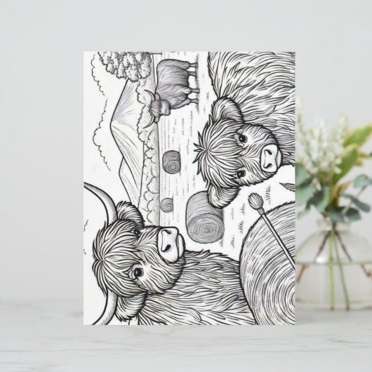 かわいいハイランド牛のカラーリングページ (スタンド正面)