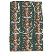 かわいいハイランド牛のクリスマスツリー ホットココア コジー ミディアムペーパーバッグ (正面)