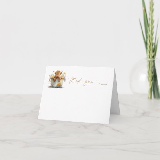 かわいいハイランド牛のサンキューカード サンキューカード (正面)