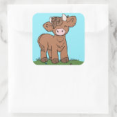かわいいハイランド牛のシール スクエアシール (バッグ)
