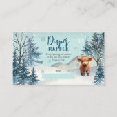 かわいいハイランド牛の冬の赤ちゃんシャワーおむつラッフル エンクロージャーカード (正面)