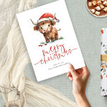かわいいハイランド牛の名前メリークリスマス シーズンカード<br><div class="desc">かわいいハイランド牛の名前メリークリスマス。デジタルおよび印刷で利用可能。フェスティバルの可愛さあなたの休日の願いのために、このおもしろいデザインと彼のサンタハットの甘い高地の牛と。メリークリスマスは一連の台本にモダン入っており、下の挨拶や名前を簡単にカスタマイズできる。</div>