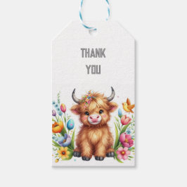 かわいいハイランド牛の誕生日 ギフトタグ