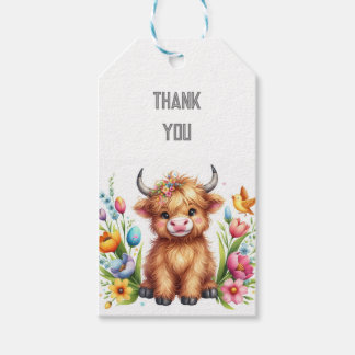 かわいいハイランド牛の誕生日 ギフトタグ
