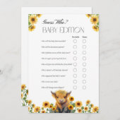 かわいいハイランド牛の赤ちゃんシャワーゲームカード サンキューカード (正面/裏面)