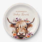 かわいいハイランド牛の赤ちゃんシャワー ペーパープレート (正面)