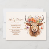 かわいいハイランド牛の赤ちゃんシャワー 招待状 (正面)