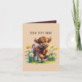 かわいいハイランド牛の追加メッセージ カード (正面)