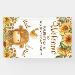 かわいいハイランド牛ひまわりモーパーティーへようこそ 横断幕