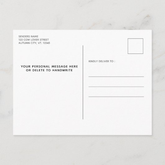 かわいいハイランド牛ひまわり花新しいアドレス移動 案内ポストカード (裏面)