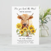 かわいいハイランド牛ひまわり花新しいアドレス移動 案内状 (スタンド正面)