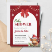 かわいいハイランド牛ふくらはぎクリスマスベビーシャワー 招待状