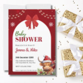 かわいいハイランド牛ふくらはぎクリスマスベビーシャワー 招待状