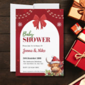 かわいいハイランド牛ふくらはぎクリスマスベビーシャワー 招待状