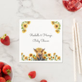 かわいいハイランド牛ふくらはぎヒマワリ赤ちゃんシャワー スタンダードカクテルナプキン (インサイチュ)