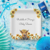 かわいいハイランド牛ふくらはぎヒマワリ赤ちゃんシャワー ペーパープレート (パーティー)