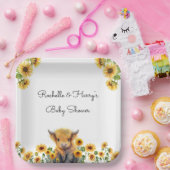 かわいいハイランド牛ふくらはぎヒマワリ赤ちゃんシャワー ペーパープレート (パーティー)