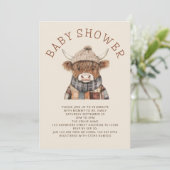 かわいいハイランド牛クリーム赤ちゃんシャワー 招待状 (スタンド正面)