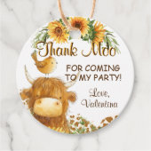 かわいいハイランド牛プリント鳥ひまわり感謝していのモー花 フェイバータグ (正面)