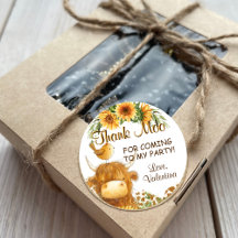 かわいいハイランド牛プリント鳥ひまわり感謝していのモー花