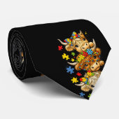 かわいいハイランド牛自閉症啓発パズルピース ネクタイ (ロール)