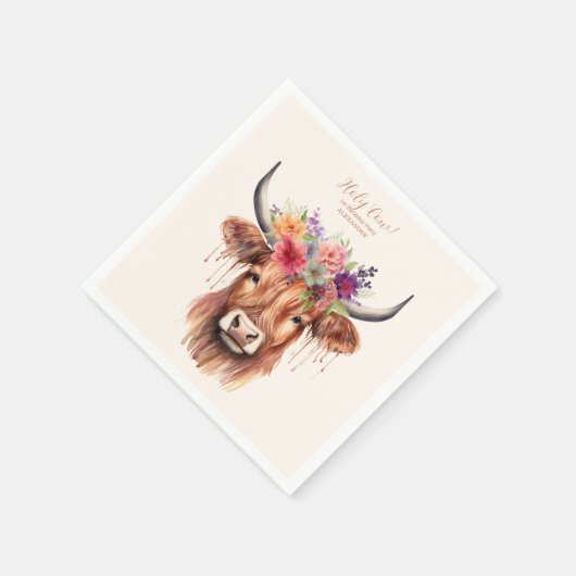 かわいいハイランド牛1歳の誕生日 スタンダードカクテルナプキン (角)
