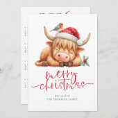 かわいいハイランド牛2026カレンダーメリークリスマス シーズンカード (正面/裏面)