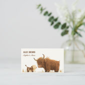 かわいいハイランド牛&ふくらはぎママ呼び出しカード 名刺 (スタンド正面)