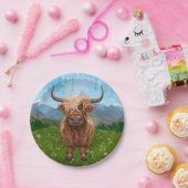 かわいいハイランド牛 ペーパープレート (パーティー)