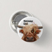 かわいいハイランド牛 缶バッジ (正面&裏面)