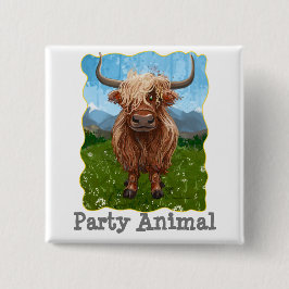 かわいいハイランド牛 缶バッジ