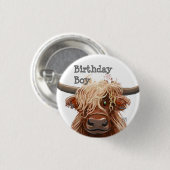 かわいいハイランド牛 缶バッジ (正面&裏面)