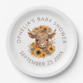 かわいいハイランド素朴カウヒマワリ赤ちゃんシャワー ペーパープレート (正面)
