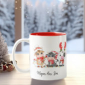 かわいいハイランド3牛ふくらはぎクリスマスサンタハット ツートーンマグカップ