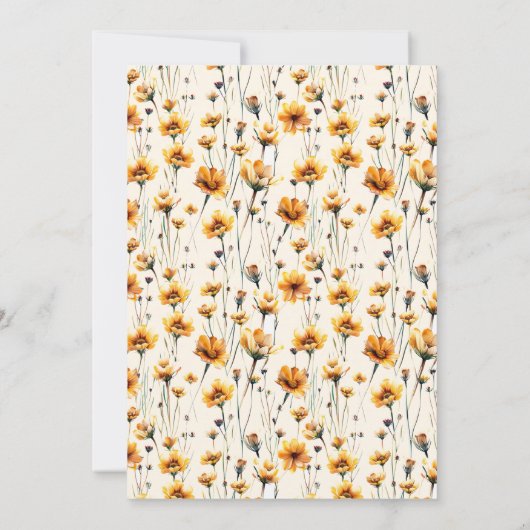 かわいいハイランド・カウと黄色の野の花のベイビーシャワー 招待状 (裏面)